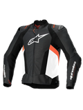 Alpinestars Missile V3 Airflow Leather Jacket Black/White/Red Fluo