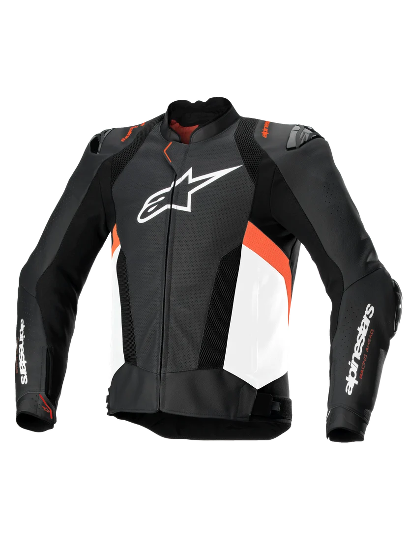 Alpinestars Missile V3 Airflow Leather Jacket Black/White/Red Fluo