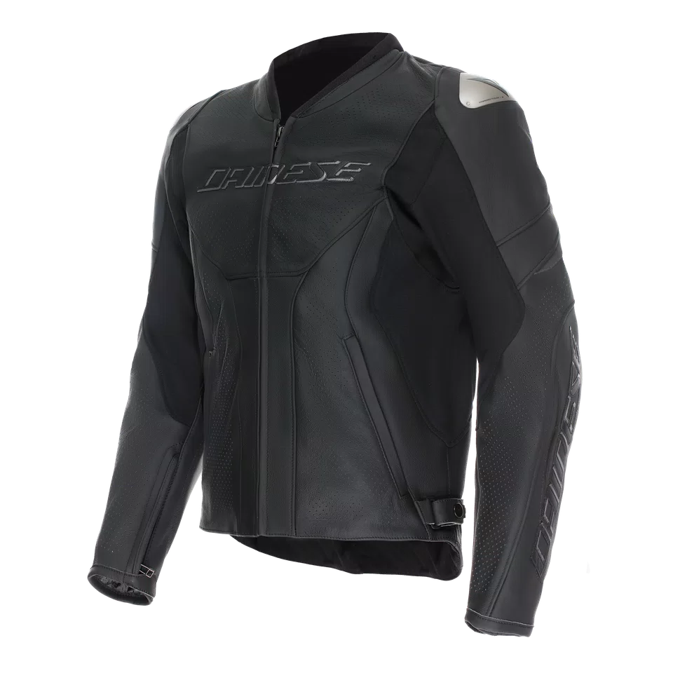 MEN PERFORATED LEATHER MOTORCYCLE JACKET