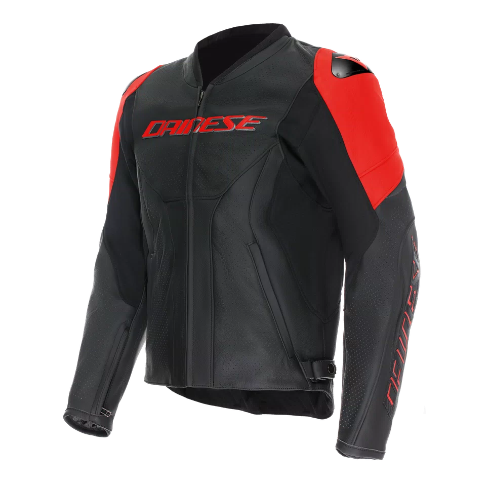 MEN PERFORATED LEATHER MOTORCYCLE JACKET