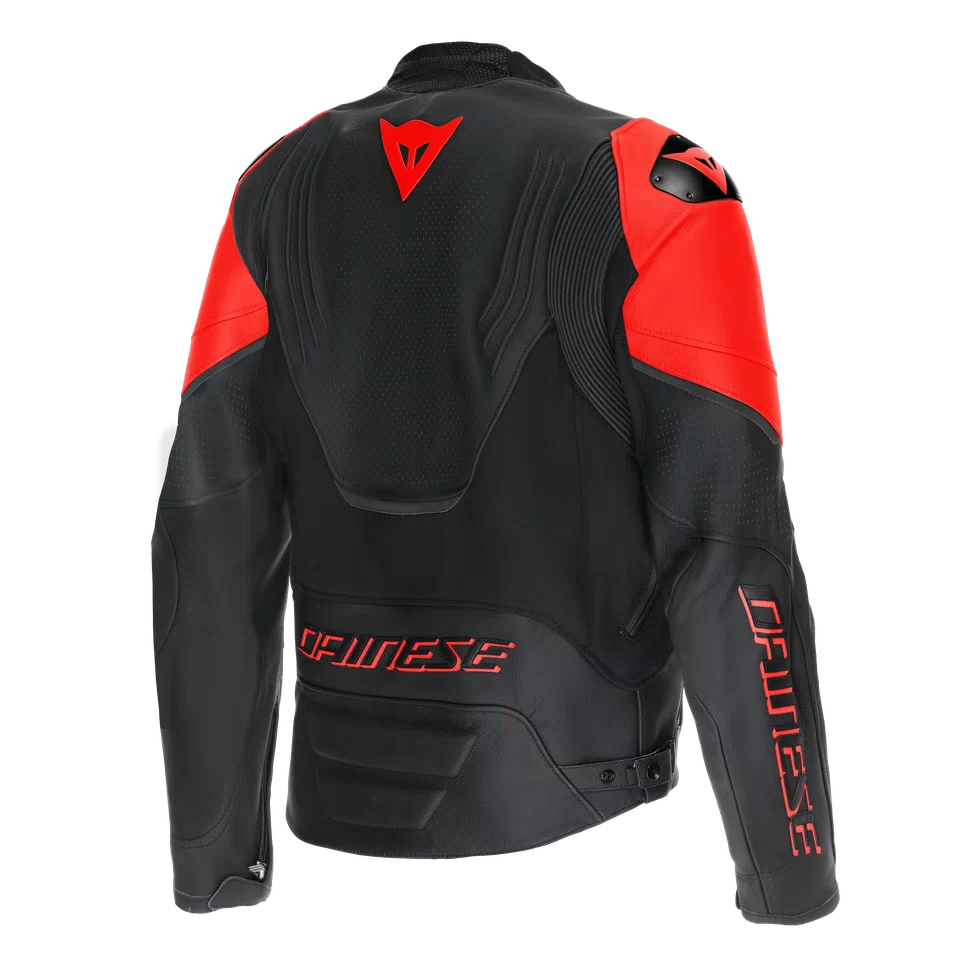 MEN PERFORATED LEATHER MOTORCYCLE JACKET