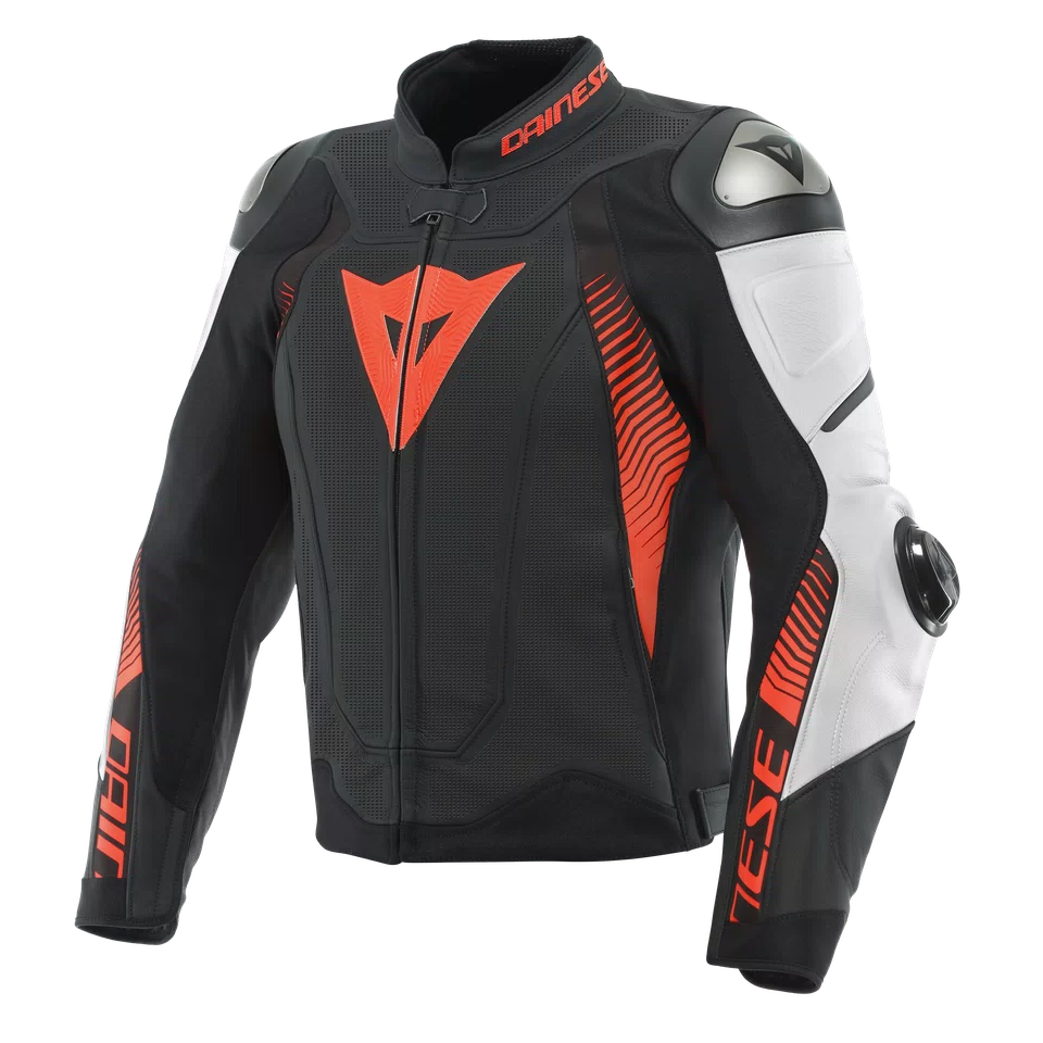 MEN PERFORATED LEATHER MOTORCYCLE JACKET